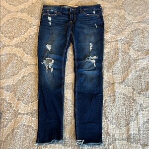 Hollister Blue Skinny Jeans with Distressed Details